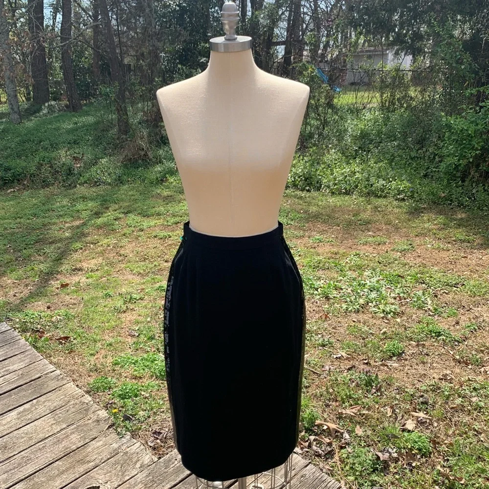 Vintage Wool Sequin Pencil Skirt - Picture 2 of 12